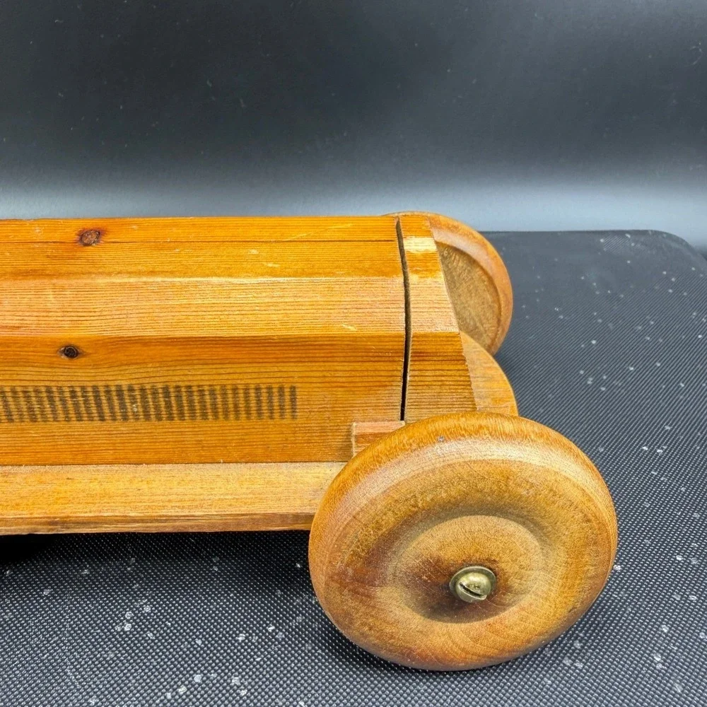 Line Nine Design England‎ Vintage Wooden Race Car Handcrafted Toy Decor 10 Inch